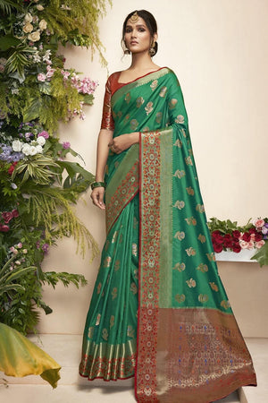 Paithani Saree Jade Green Flower Butta Paithani Saree saree online
