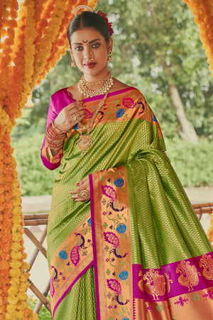 Jade Green Regal Paithani Saree