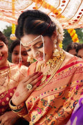 JUI GADKARI in Currant Red Paithani Saree - Paithani Saree For Wedding