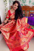 Paithani Saree JUI GADKARI in Currant Red Paithani Saree - Paithani Saree For Wedding saree online
