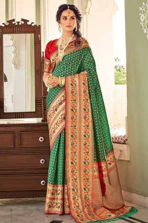 Juniper Green Paithani Saree