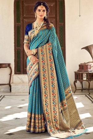 Lapis Blue Paithani Saree