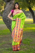 Paithani Saree Lime Green Broad Border Paithani Saree saree online