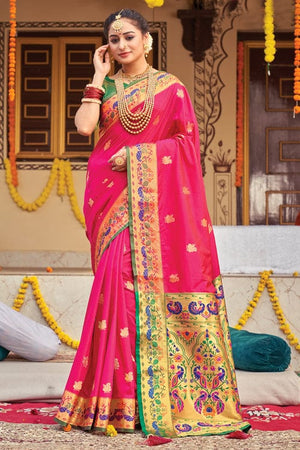 pink paithani saree