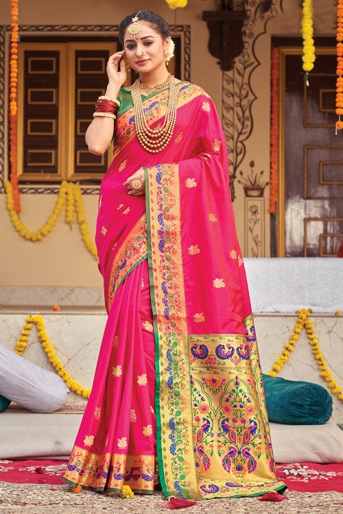 pink paithani saree