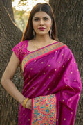 Paithani Saree Magenta Purple Broad Border Paithani Saree saree online