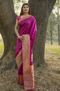 Paithani Saree Magenta Purple Broad Border Paithani Saree saree online