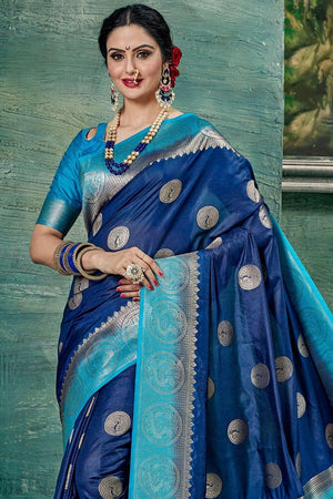 Midnight Blue Woven Paithani Saree
