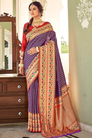Mulberry Purple Paithani Saree