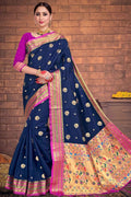 Navy Blue Paithani Saree