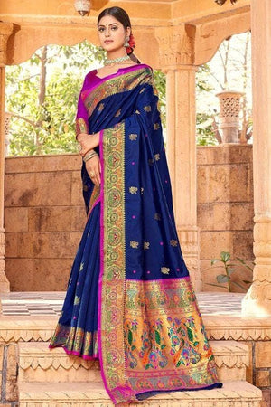 Navy Blue Paithani Saree