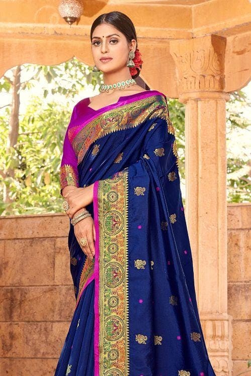 blue paithani saree