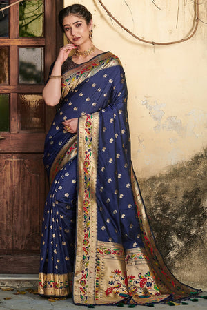 Navy Blue Paithani Saree