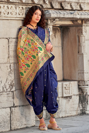 blue paithani saree