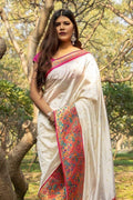 Paithani Saree Off White Broad Border Paithani Saree saree online