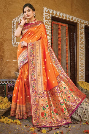 Orange Paithani Saree