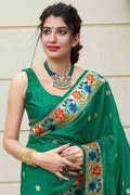 Paithani Saree In Forest Green