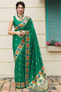 Paithani Saree In Forest Green