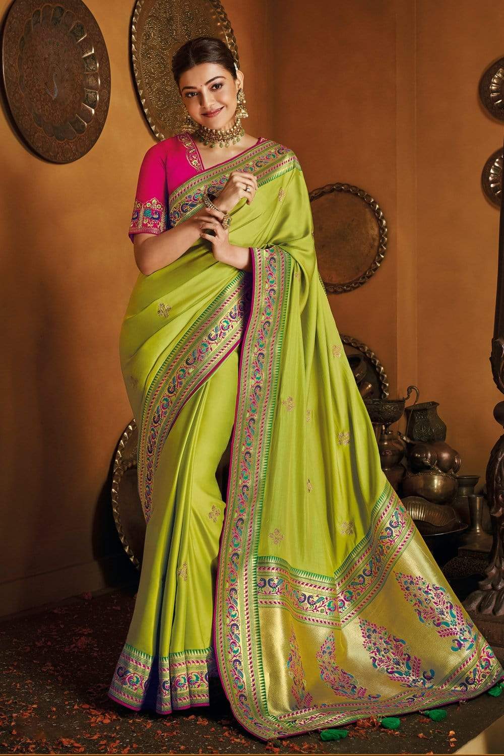 Parrot Green Cotton Paithani Saree-SRPGCPS120 – Sayali Rajadhyaksha Sarees