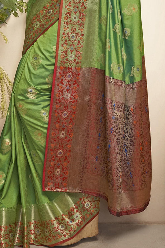Paithani Saree Pear Green Flower Butta Paithani Saree saree online