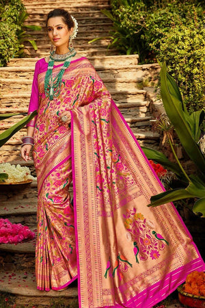 Pearlescent Magenta Pink Paithani Saree