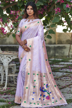 Pearlescent Purple Paithani Saree