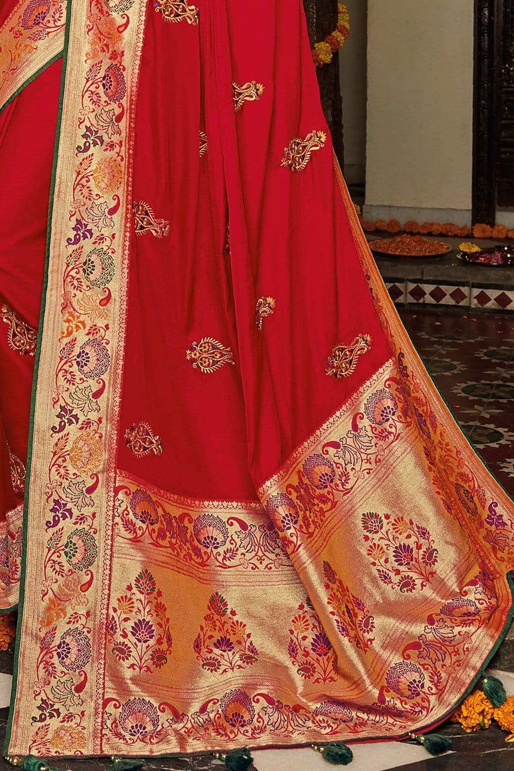 Paithani Saree Persian Red Woven Paithani Saree saree online