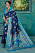 Kanjivaram Saree Prussian Blue Kanjivaram Saree saree online