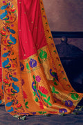 Paithani Saree Raspberry Red Woven Paithani Saree saree online