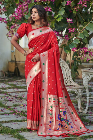 Red Paithani Saree
