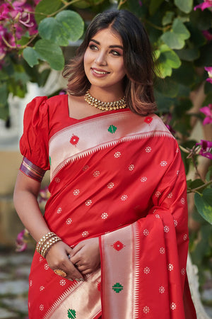 red silk saree