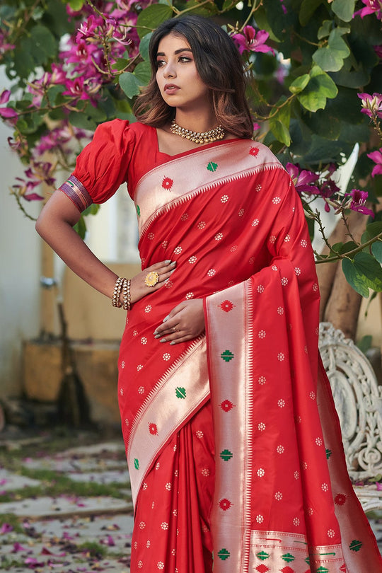 red paithani saree