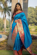 Paithani Saree Sapphire Blue Broad Border Paithani Saree saree online