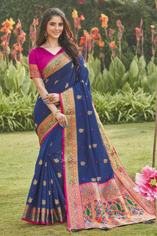 Sapphire Blue Paithani Saree