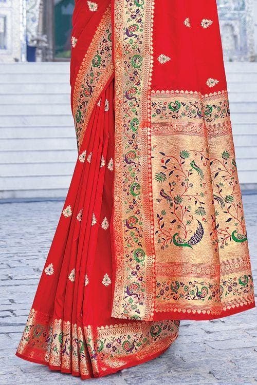 red silk saree