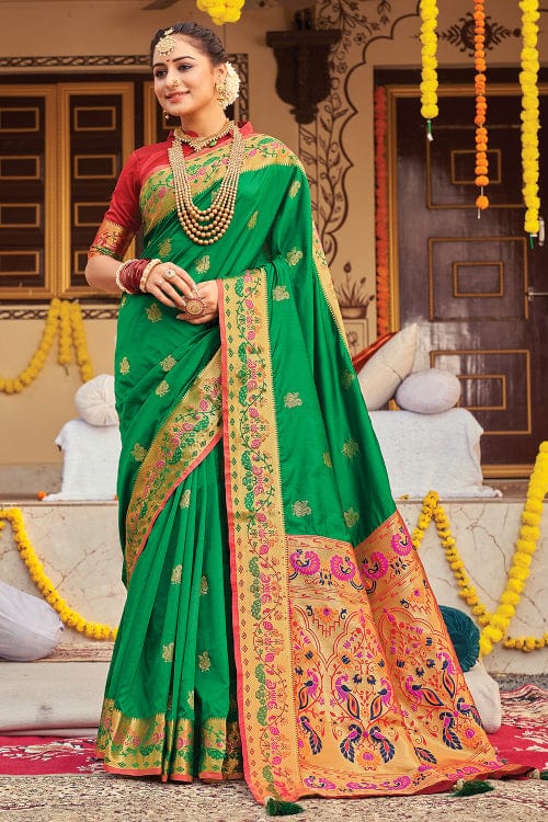 green paithani saree