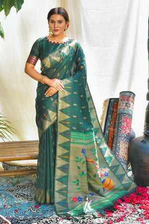 Spring Green Paithani Saree