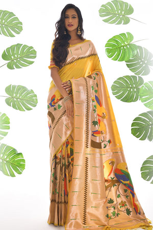 Sunflower Yellow Paithani Saree