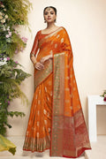 Paithani Saree Tangerine Orange Flower Butta Paithani Saree saree online