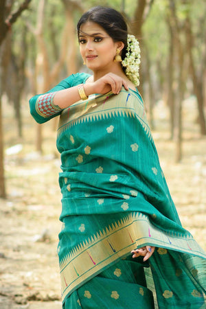 Tiffany Blue Paithani Saree