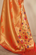 orange paithani saree