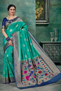 Paithani Saree Turquoise Blue Woven Paithani Saree saree online