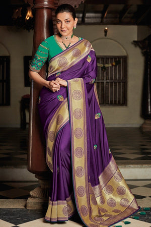 Velvet Purple Woven Paithani Saree