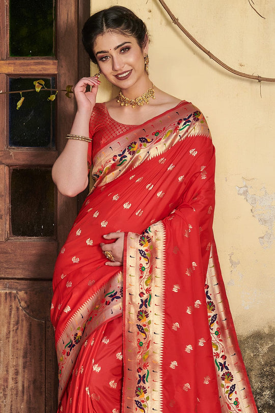 red paithani saree