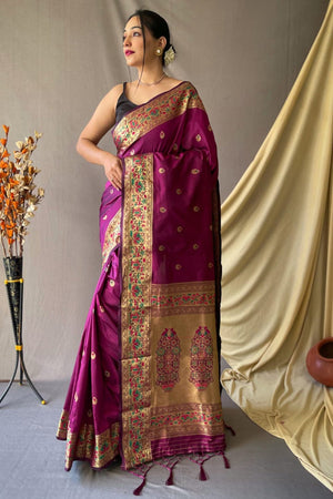 Violet Paithani Saree