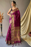 purple paithani saree