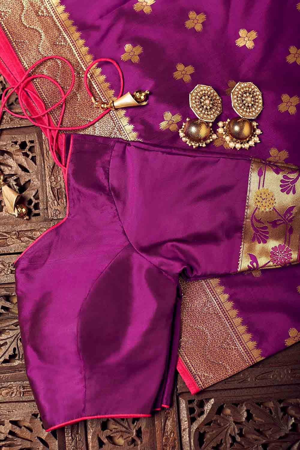Buy Wine Purple Paithani Saree online-Karagiri