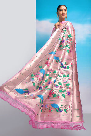 Baby Pink Paithani Saree