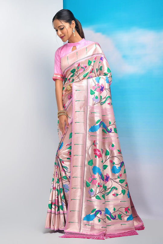 pink paithani saree