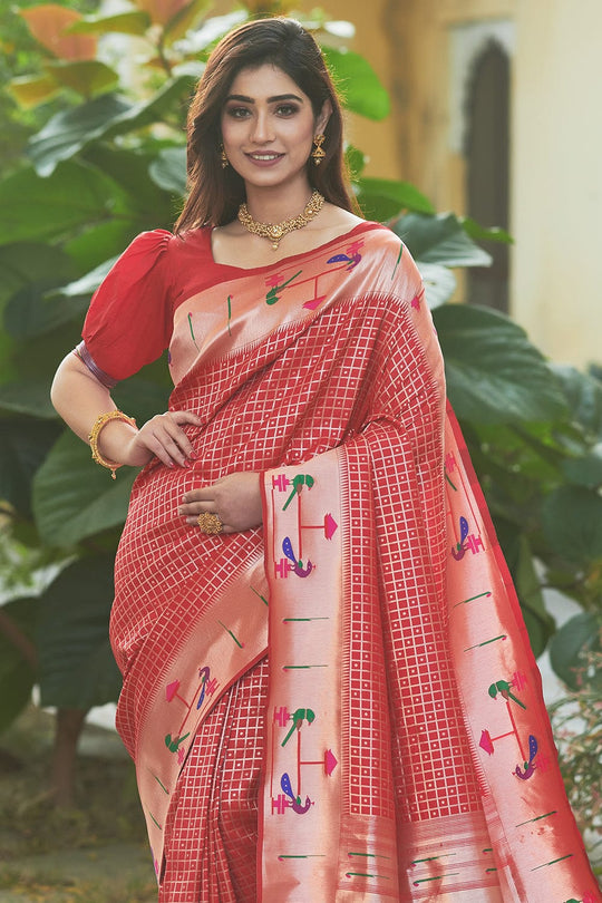 red paithani saree